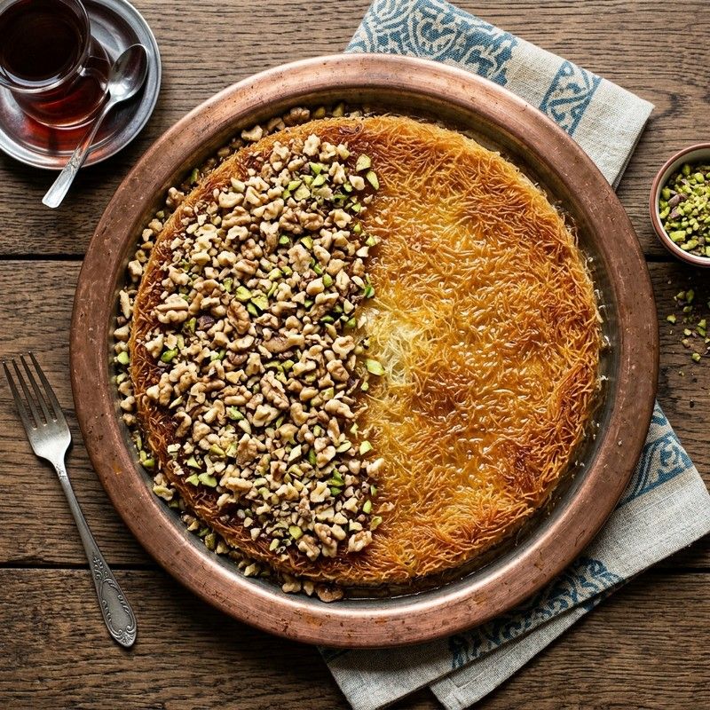 Eyvan Pastanesi yarı ceviz yarı peynir tepsi künefe
